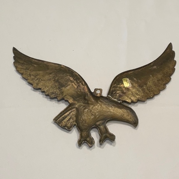 Brass Flying Eagle Wall Plaque 13” Wingspan Vintage - Picture 3 of 6